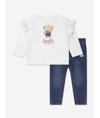 Levi's Wear Baby Girls Ruffle T-Shirt And Jeans Set in White Voir les baskets