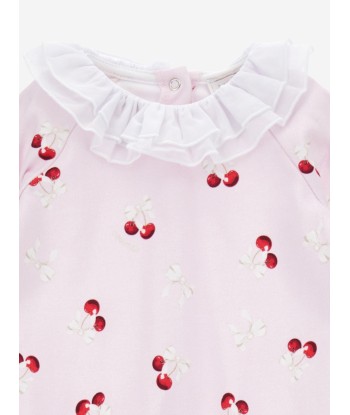 Monnalisa Baby Girls Cherry Babygrow Gift Set in Pink paiement sécurisé