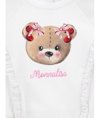 Monnalisa Baby Girls Bear Sweatshirt in White de votre