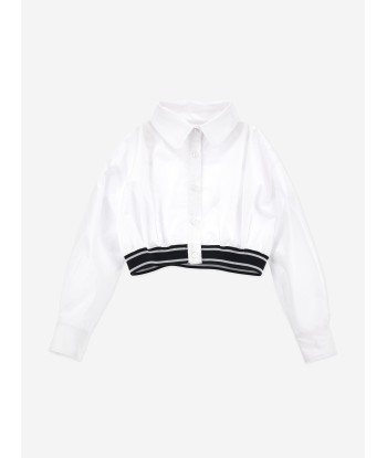 Monnalisa Girls Cropped Shirt in White Livraison rapide