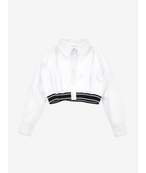 Monnalisa Girls Cropped Shirt in White Livraison rapide