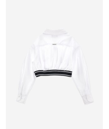 Monnalisa Girls Cropped Shirt in White Livraison rapide