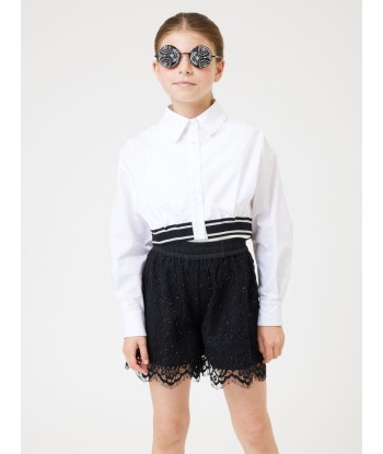 Monnalisa Girls Cropped Shirt in White Livraison rapide