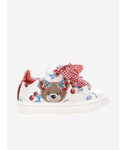 Monnalisa Girls Teddy Bear Trainers in White le des métaux précieux