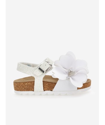 Monnalisa Girls Glitter Petal Sandals in White Economisez 