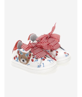 Monnalisa Girls Teddy Bear Trainers in White le des métaux précieux