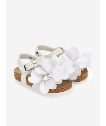 Monnalisa Girls Glitter Petal Sandals in White Economisez 