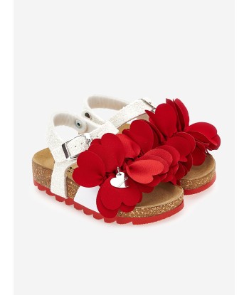 Monnalisa Girls Glitter Petal Sandals in Red prix pour 