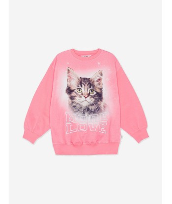 Molo Girls Be Happy Sweatshirt in Pink de technologie