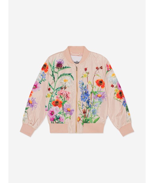 Molo Girls Floral Zip Up Jacket in Pink Les êtres humains sont 