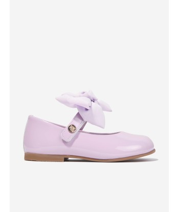 Andanines Girls Leather Bow Shoes in Purple acheter en ligne