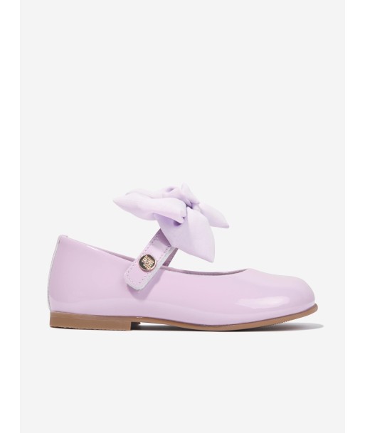 Andanines Girls Leather Bow Shoes in Purple acheter en ligne