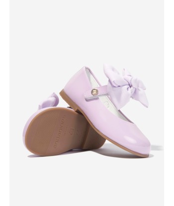 Andanines Girls Leather Bow Shoes in Purple acheter en ligne