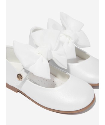 Andanines Girls Leather Bow Shoes in White vente chaude votre 