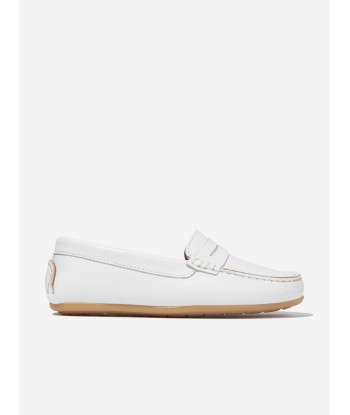 Andanines Boys Leather Loafers in White commande en ligne