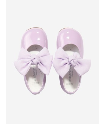 Andanines Girls Leather Bow Shoes in Purple acheter en ligne