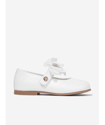 Andanines Girls Leather Flower Shoes in White Voir les baskets