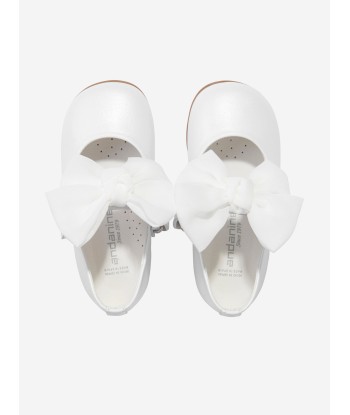 Andanines Girls Leather Bow Shoes in White vente chaude votre 