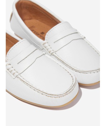 Andanines Boys Leather Loafers in White commande en ligne