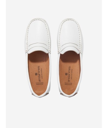 Andanines Boys Leather Loafers in White commande en ligne