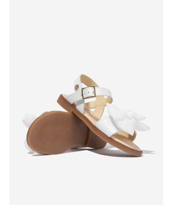 Andanines Girls Leather Bow Sandals in White vente chaude votre 