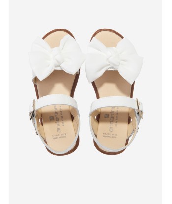 Andanines Girls Leather Bow Sandals in White vente chaude votre 