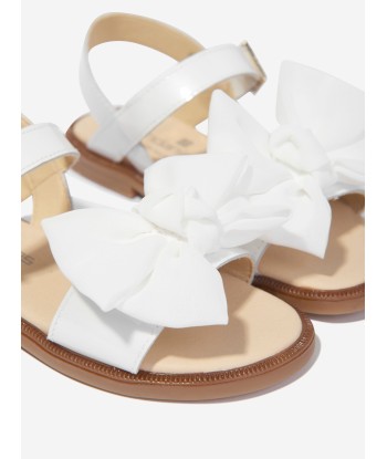 Andanines Girls Leather Bow Sandals in White vente chaude votre 