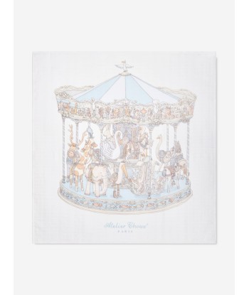 Atelier Choux Baby Boys Carousel Swaddle And Satin Bib Gift Set in Blue Jusqu'à 80% De Réduction