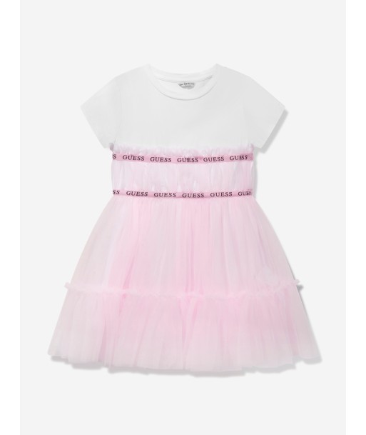 Guess Girls Jersey And Tulle Dress in Pink pour bénéficier 