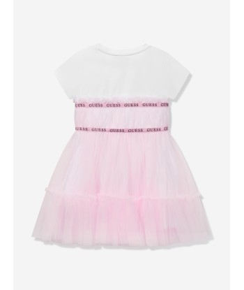 Guess Girls Jersey And Tulle Dress in Pink pour bénéficier 