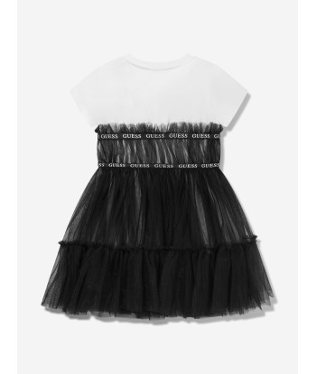 Guess Girls Jersey And Tulle Dress in Black la livraison gratuite