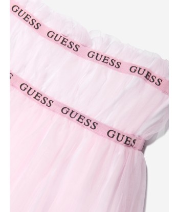 Guess Girls Jersey And Tulle Dress in Pink pour bénéficier 