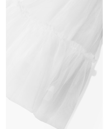 Guess Girls Jersey And Tulle Dress in White pas cher 