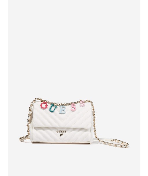 Guess Girls Logo Chain Crossbody Bag in White Vous souhaitez 