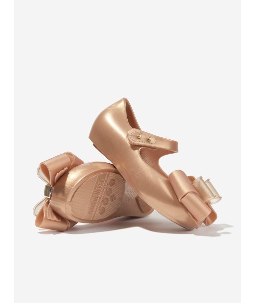 Mini Melissa Girls Mini Ultragirl Fab Bow Ballerinas in Gold les ligaments