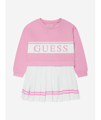 Guess Girls Logo Sweater Dress in Pink pas chere