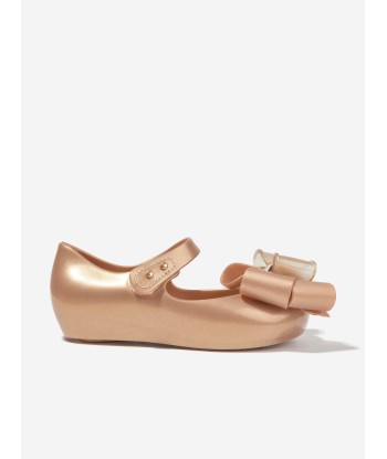 Mini Melissa Girls Mini Ultragirl Fab Bow Ballerinas in Gold les ligaments