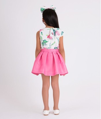 Mama Luma Girls Flared Classic Bow Skirt in Pink de technologie