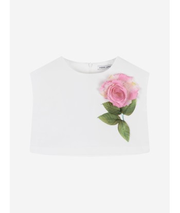 Mama Luma Girls 3D Flower Blouse in White du meilleur 