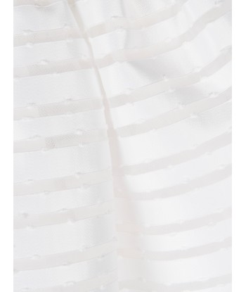 Mama Luma Girls Organza Striped Bow Skirt in White Comparez et commandez 