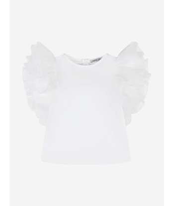 Mama Luma Girls Organza Flared Shoulder Blouse in White Par le système avancé 