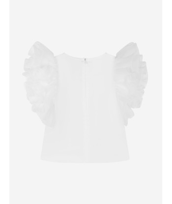 Mama Luma Girls Organza Flared Shoulder Blouse in White Par le système avancé 