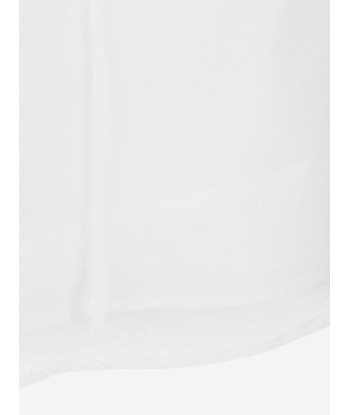 Mama Luma Girls Organza Ruffle Neck Blouse in White les muscles