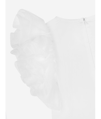 Mama Luma Girls Organza Flared Shoulder Blouse in White Par le système avancé 