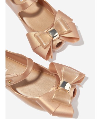 Mini Melissa Girls Mini Ultragirl Fab Bow Ballerinas in Gold les ligaments