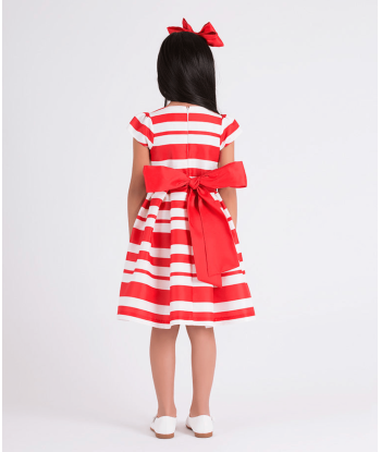 Mama Luma Girls Striped Classic Dress in Red l'achat 