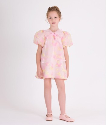 Mama Luma Girls Balloon Sleeve Jacquard Organza Dress in Pink 50% de réduction en Octobre 2024