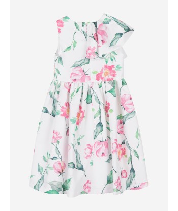 Mama Luma Girls Ruffle Floral Print Dress in White Comparez et commandez 