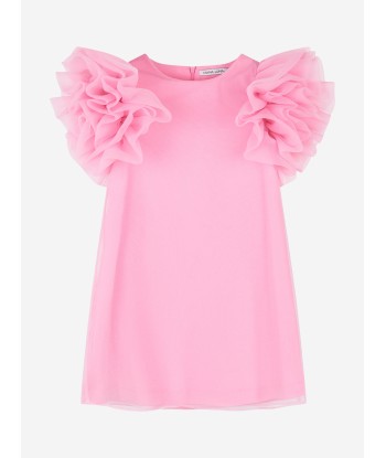 Mama Luma Girls Organza Ruffle Sleeve Dress in Pink livraison et retour toujours gratuits