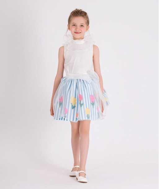 Mama Luma Girls Organza Layered Flower Dress in Blue Economisez 